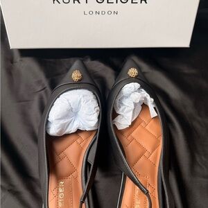 Kurt Geiger Black Belgravia Flats with Gold Accents